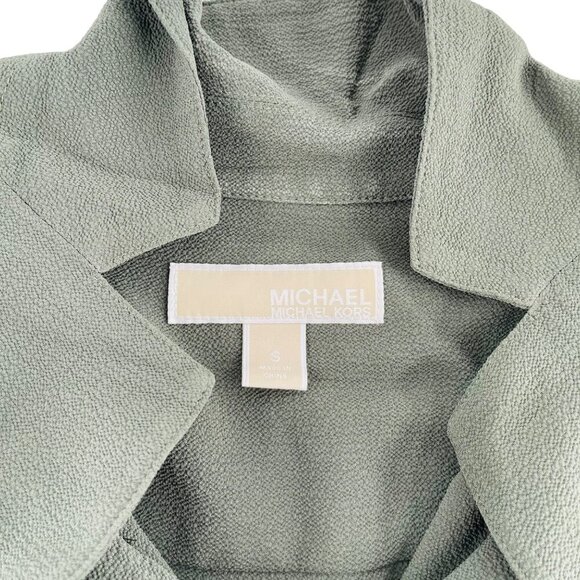 Michael Michael Kors Womens Olive Green Blouse With Gold Button Accents Size S - Picture 2 of 4